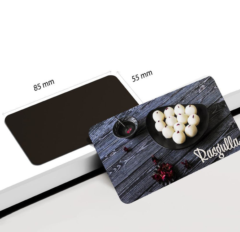 dhcrafts Rectangular Rubber Fridge Magnet Multicolor Food Rasgulla Rectangular Design Pack of 1 (8.6cm x 5.4cm)